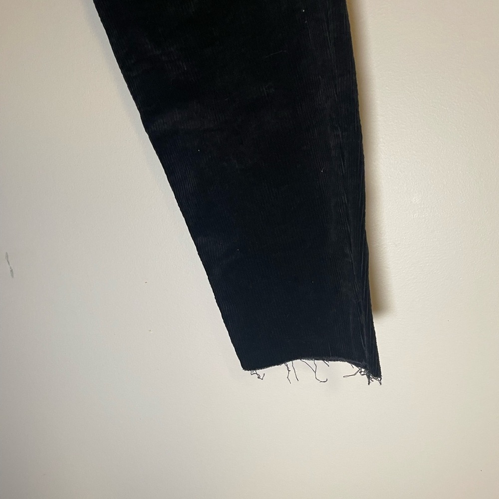 OAT NY women’s black corduroy high rise straight leg cropped raw hem pant sz 30 - Picture 6 of 9